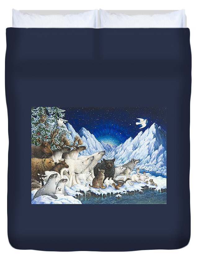 Animals Duvet Cover featuring the painting Message of Peace by Lynn Bywaters