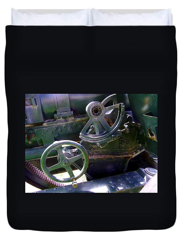 Japanese Duvet Cover featuring the photograph Antique Canon Mechanisms by Dale Jackson