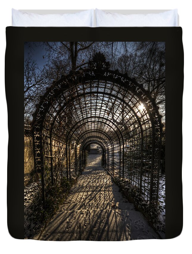 Background Duvet Cover featuring the digital art Metal garden by Nathan Wright