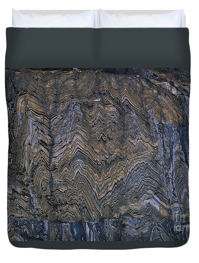 Marble Duvet Cover featuring the photograph Metamorphic Rocks by Gregory G. Dimijian, M.D.