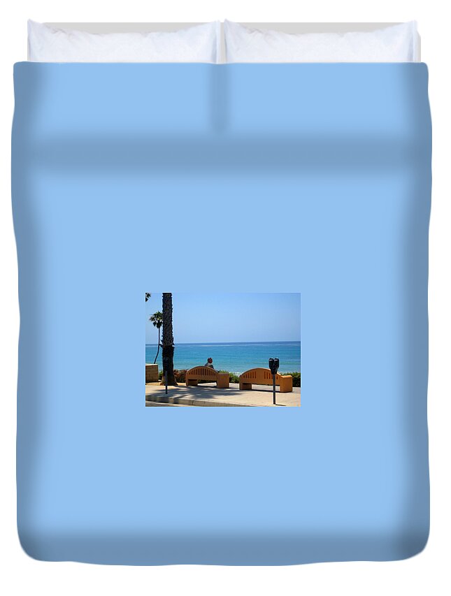 Seascape Duvet Cover featuring the photograph Metered Leisure by Melissa McCrann