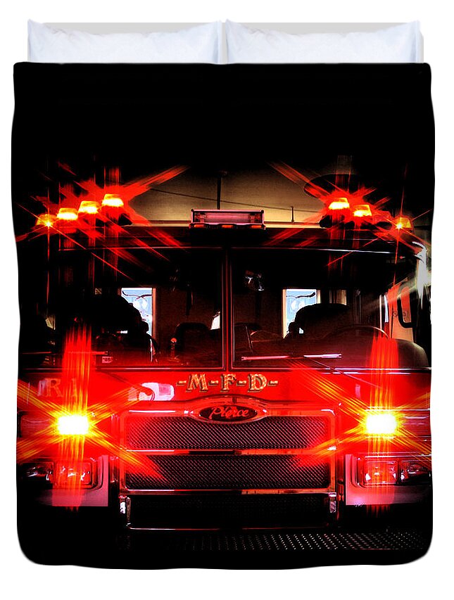 Fire Service Duvet Cover featuring the photograph MFD by Susan McMenamin