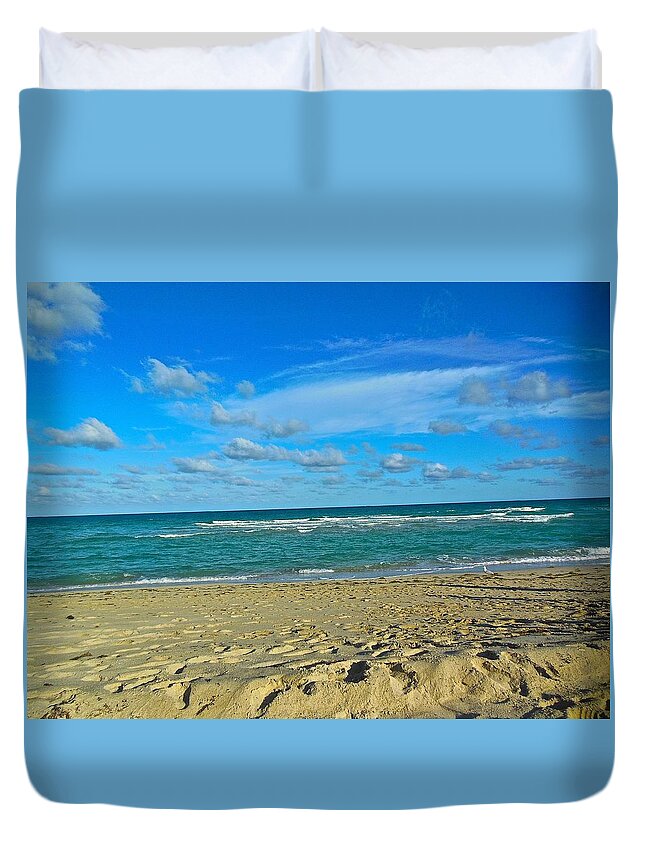 Miami Beach Duvet Cover featuring the photograph Miami Beach by Joan Reese