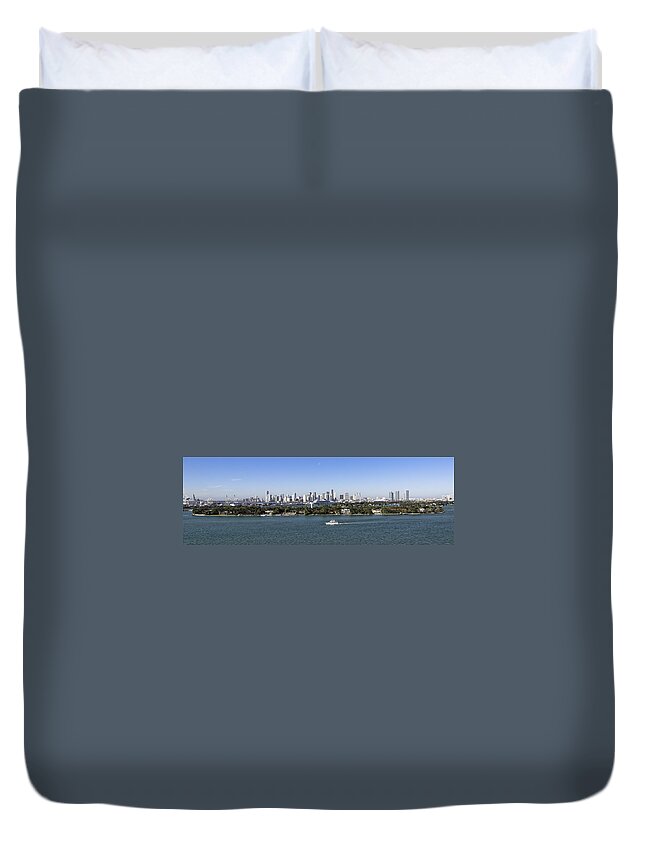 Miami Duvet Cover featuring the photograph Miami Daytime Panorama by Gary Dean Mercer Clark