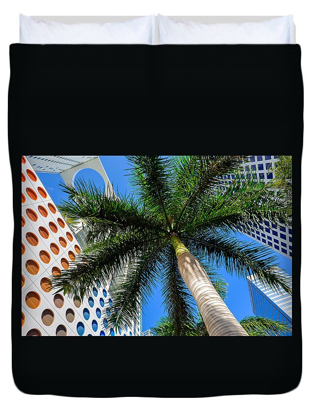 Architecture Duvet Cover featuring the photograph Miami Palm by Raul Rodriguez
