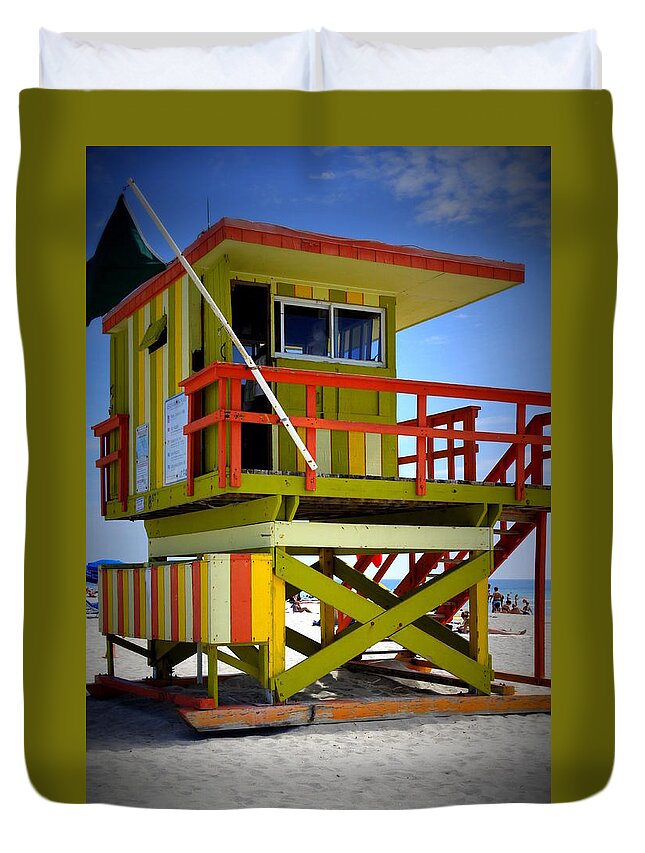 Miami Duvet Cover featuring the photograph Miami Shack by Laurie Perry