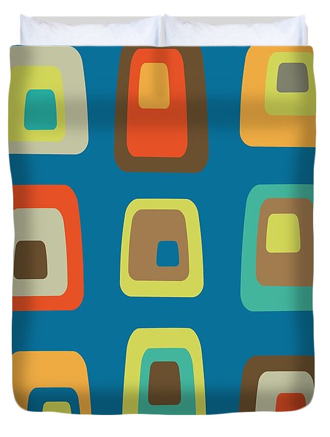 Abstract Duvet Cover featuring the digital art Mid Century Modern Oblongs by Donna Mibus