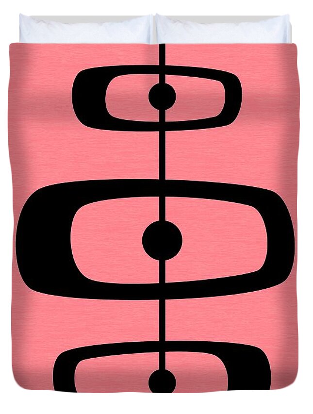 Pink Duvet Cover featuring the digital art Mid Century Shapes 2 on Pink by Donna Mibus