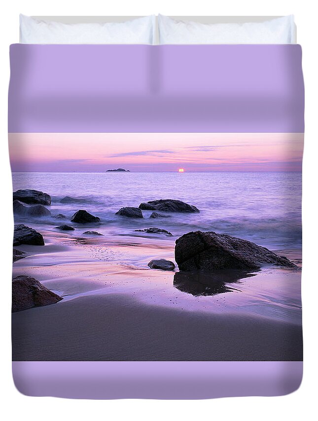 Millennium Sunrise Duvet Cover featuring the photograph Millennium Sunrise Singing Beach by Michael Hubley