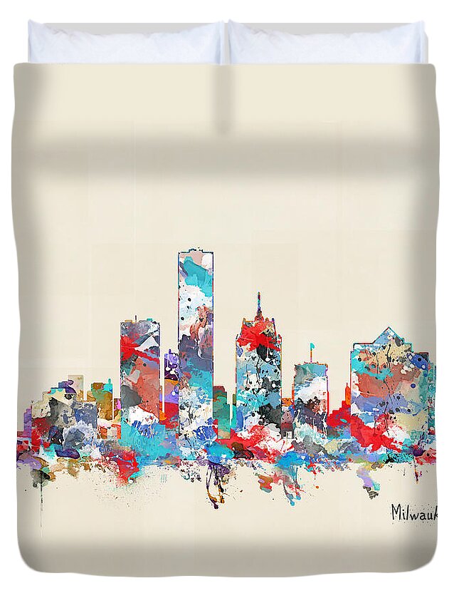 Milwaukee Wisconsin Duvet Cover featuring the painting Milwaukee Wisconsin by Bri Buckley
