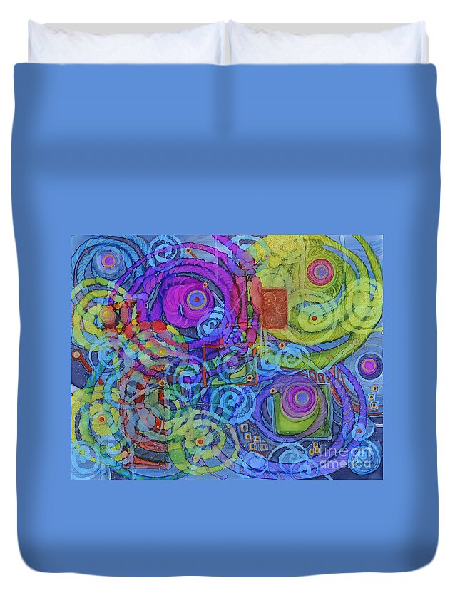 Abstract Duvet Cover featuring the painting Out of My Mind by Vicki Baun Barry