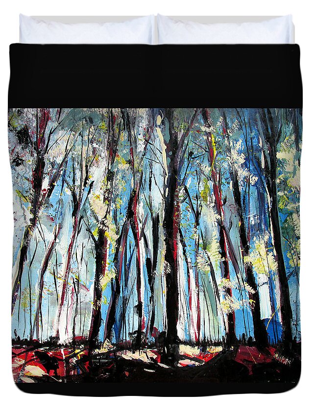 John Gholson Duvet Cover featuring the painting Mind Through The Trees And In The Clouds by John Gholson
