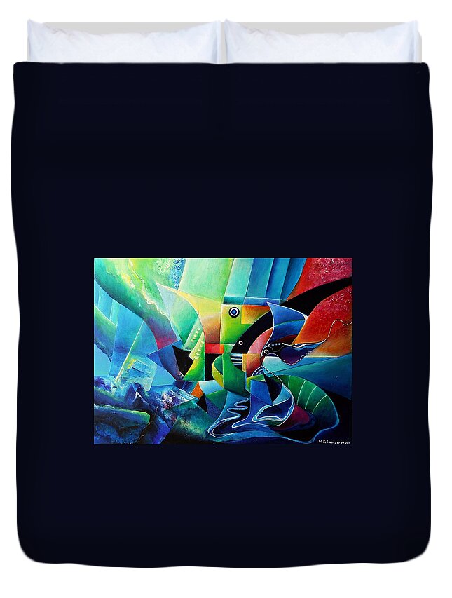 Landscape Duvet Cover featuring the painting Mindscape No.3 - The Sea by Wolfgang Schweizer