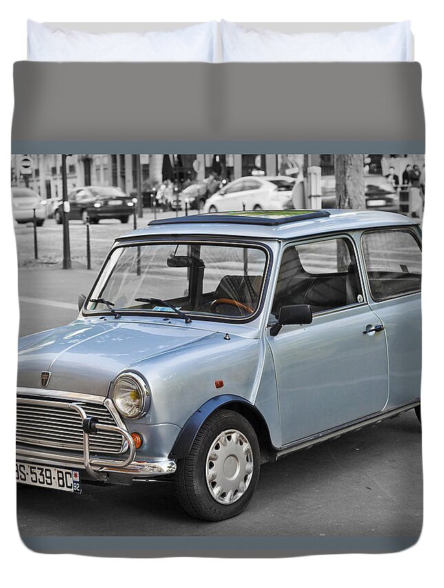 Mini Duvet Cover featuring the photograph Mini in Paris by Maj Seda