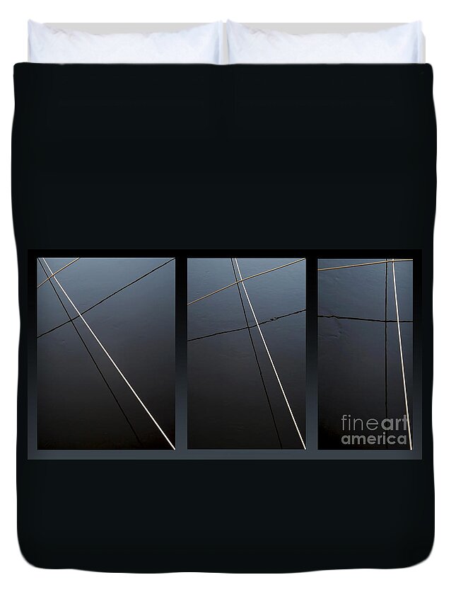 Minimal Duvet Cover featuring the photograph Minimalist Line Progression Triptych by James Aiken