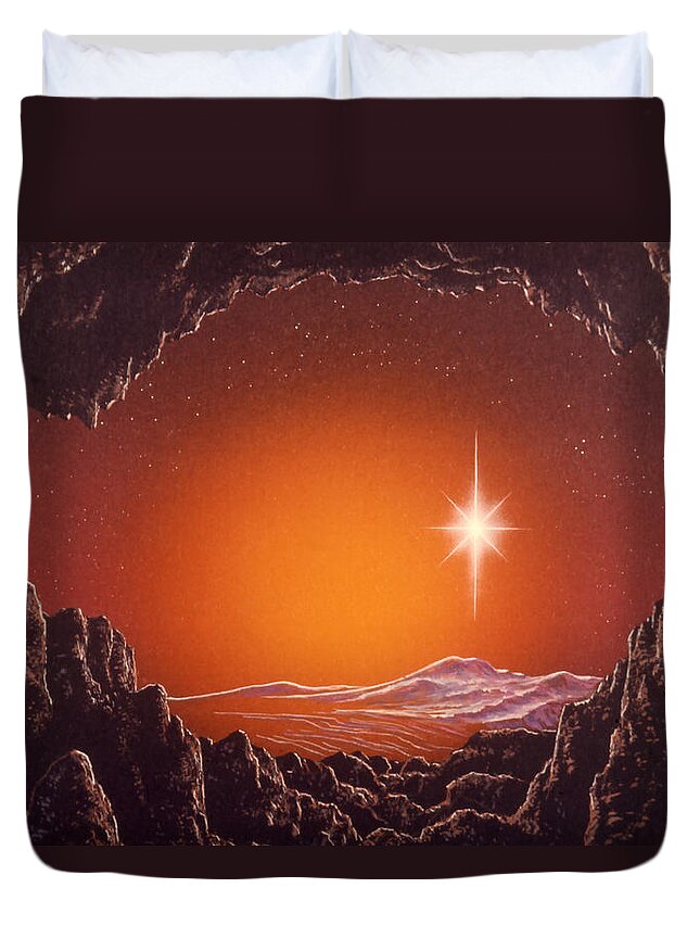 Space Duvet Cover featuring the painting Mira by Don Dixon
