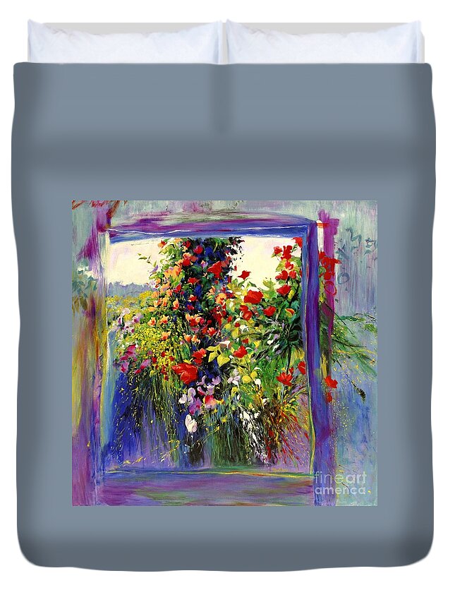 Floral Duvet Cover featuring the painting Miracle of Life by Madeleine Holzberg