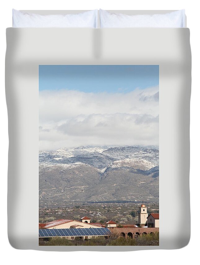 Mission Duvet Cover featuring the photograph Mission In Winter by David S Reynolds