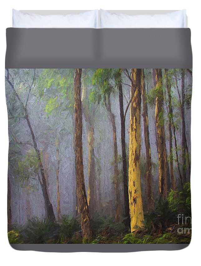 Mist Duvet Cover featuring the photograph Mist in forest by Sheila Smart Fine Art Photography