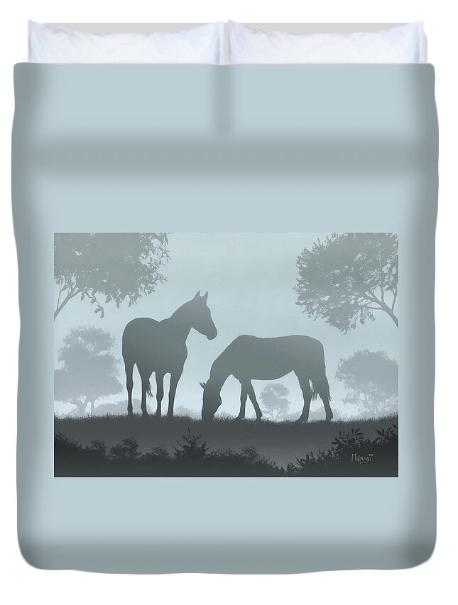 Horse Duvet Cover featuring the painting Misty by Anthony Mwangi