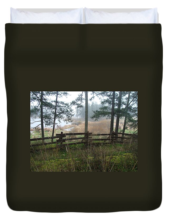 Forest Duvet Cover featuring the photograph Misty Flats by Cheryl Hoyle