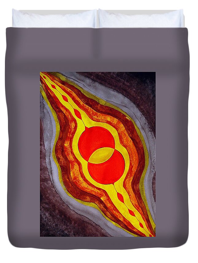 Painting Duvet Cover featuring the painting Mitosis of Worlds original painting by Sol Luckman