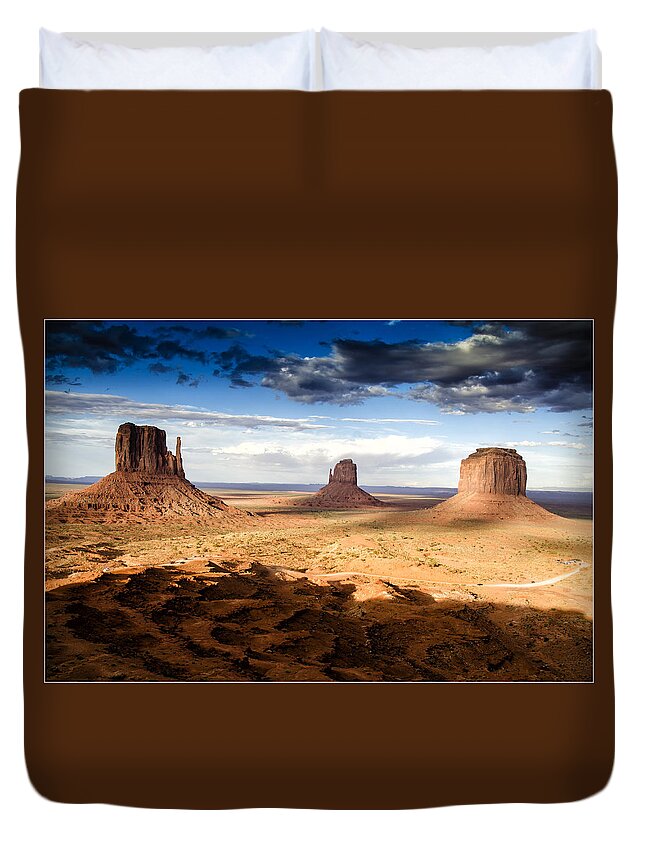 Mittens Duvet Cover featuring the photograph Mittens at Monument Valley - Arizona by Jon Berghoff