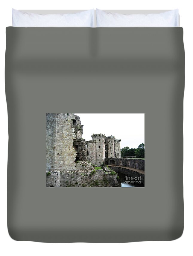 Medieval Castle Duvet Cover featuring the photograph Moated Raglan by Denise Railey