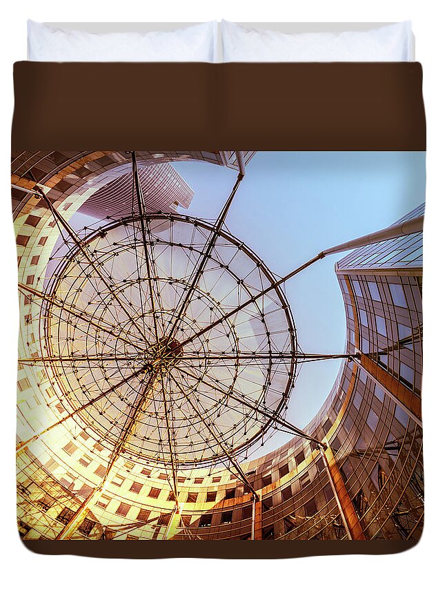 Corporate Business Duvet Cover featuring the photograph Modern Architecture With Sun Shade by Warchi