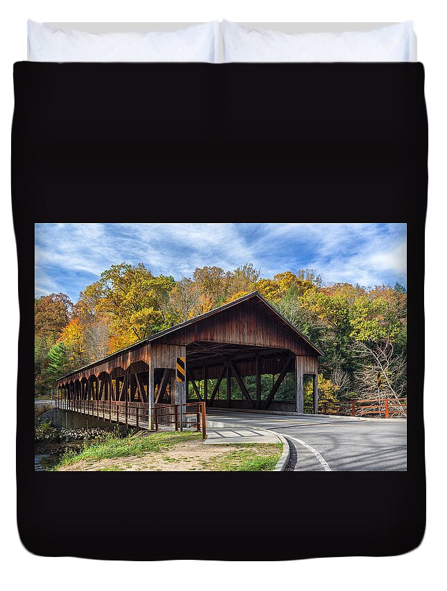 Covered Bridge Duvet Cover featuring the photograph Mohican Covered Bridge by Dale Kincaid