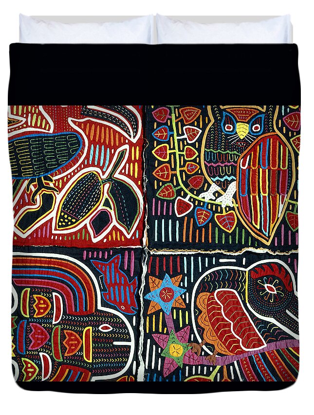 Applique Duvet Cover featuring the photograph Mola Textiles by George Holton