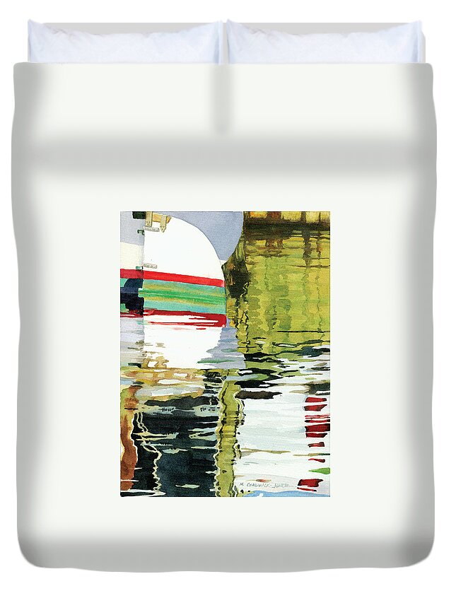 Waterfront Duvet Cover featuring the painting Moment of Reflection XV by Marguerite Chadwick-Juner