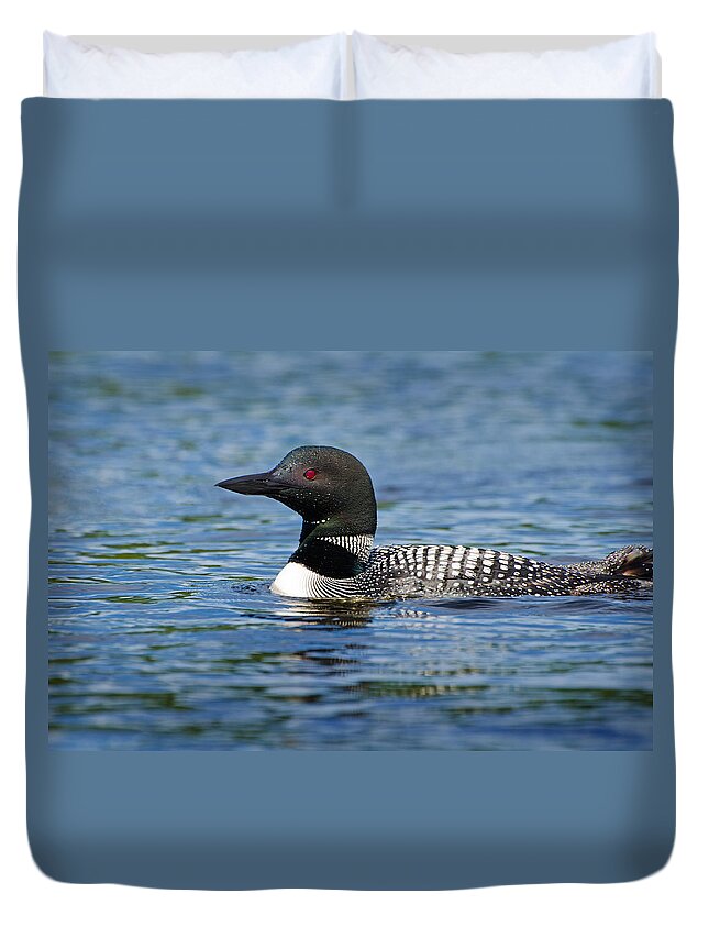Loon Duvet Cover featuring the photograph Mommy Loon by Donna Doherty