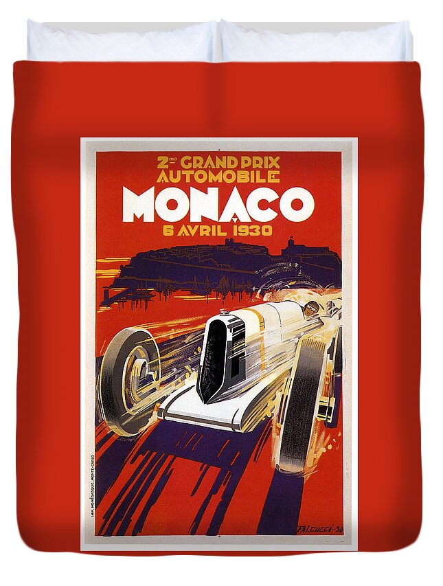 Monaco Grand Prix Duvet Cover featuring the digital art Monaco Grand Prix 1930 by Georgia Clare