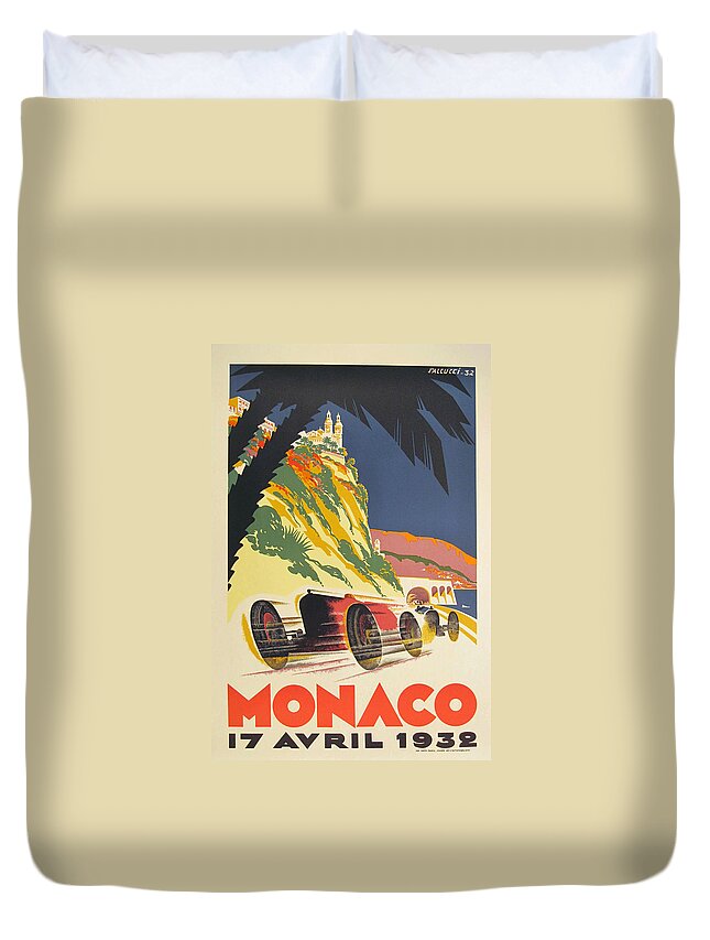 Monaco Grand Prix Duvet Cover featuring the digital art Monaco Grand Prix 1932 by Georgia Clare