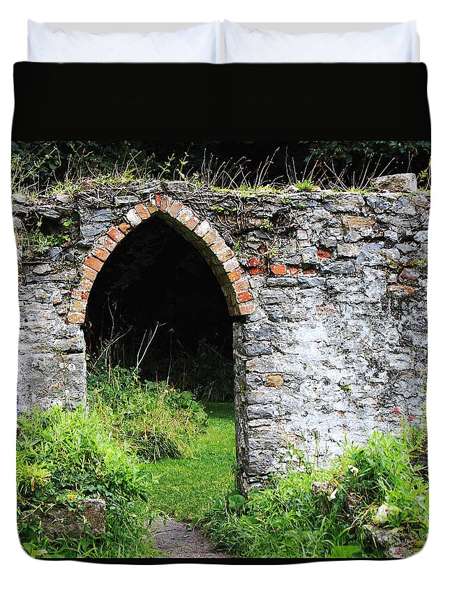 Archway Duvet Cover featuring the photograph Monastery Gate by Mauverneen Zufa Blevins