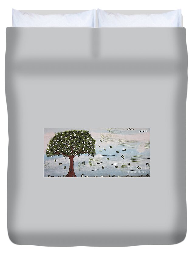 Wall Art Duvet Cover featuring the painting The Money Tree by Jeffrey Koss