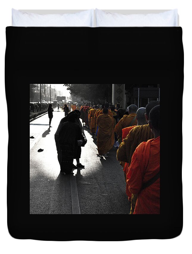 Thailand Duvet Cover featuring the photograph Monk Procession by Rick Saint