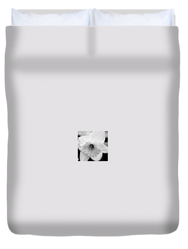 Black And White Duvet Cover featuring the photograph Mono Daffodil by Justin Connor