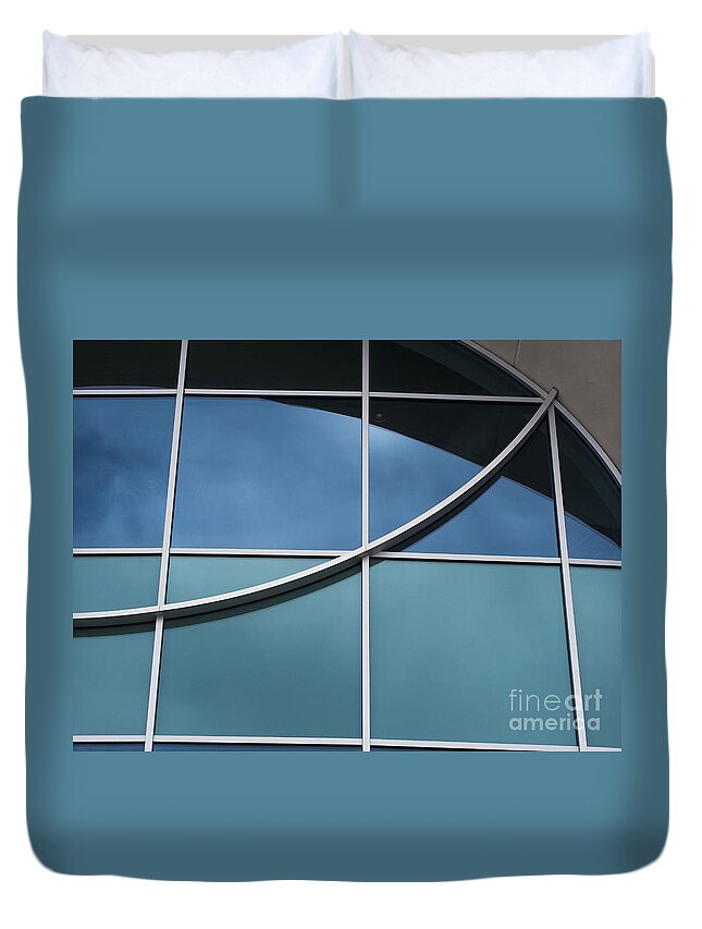 Monona Terrrace Duvet Cover featuring the photograph Monona Terrace Window by Steven Ralser