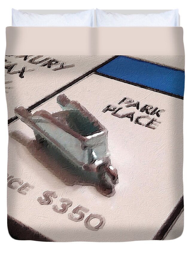 Monopoly Duvet Cover featuring the painting Monopoly Board Custom Painting Park Place by Tony Rubino