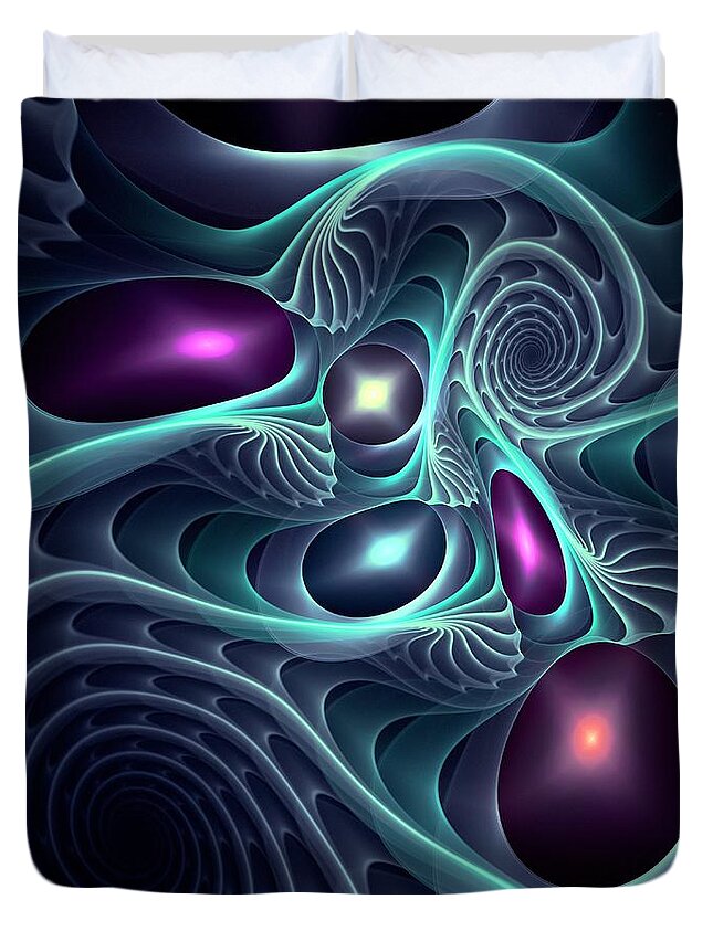 Computer Duvet Cover featuring the digital art Monsters of the Deep by Anastasiya Malakhova