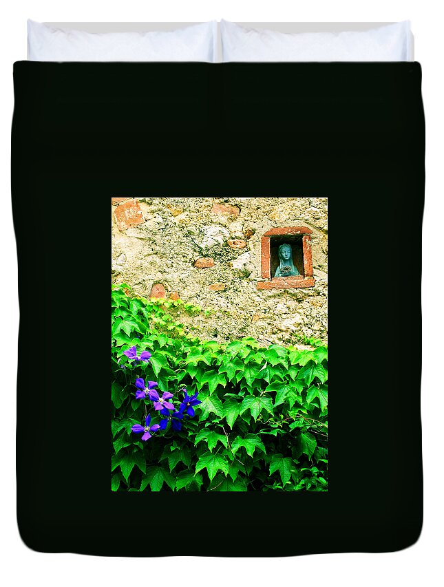Italy Duvet Cover featuring the digital art Monteriggioni Virgin by Maria Huntley