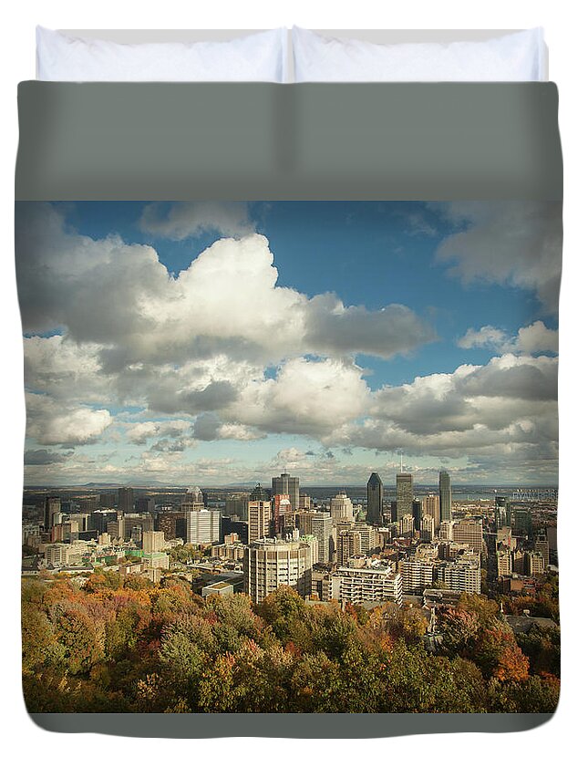 Downtown District Duvet Cover featuring the photograph Montreal, Cloudy Autumn Day by Ryan Reisert Photography