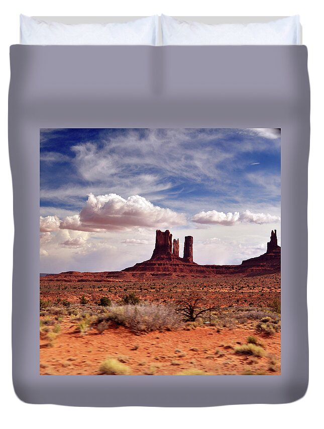 Tranquility Duvet Cover featuring the photograph Monument Valley Area From Highway by Utah-based Photographer Ryan Houston