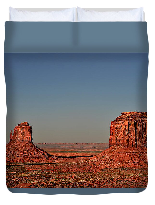 Monument Duvet Cover featuring the photograph Monument Valley - East Mitten and Merrick Butte by Alexandra Till