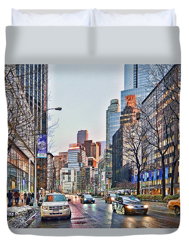 'upper West Side Duvet Cover featuring the photograph Moody Afternoon In New York City by Jeffrey Friedkin