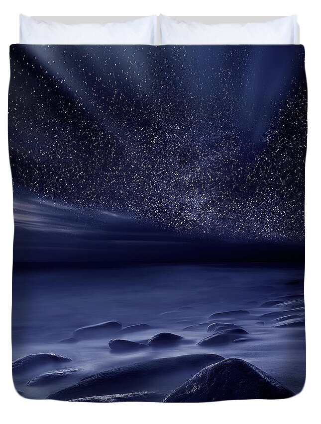 Night Duvet Cover featuring the photograph Moonlight by Jorge Maia