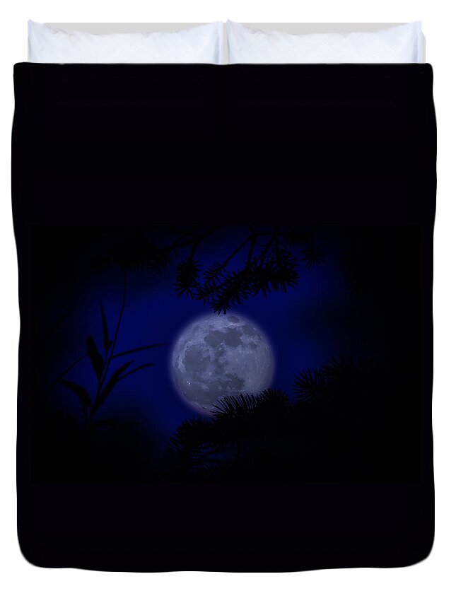 Silhouette Duvet Cover featuring the photograph Moonlit Silhouettes by Rick Bartrand
