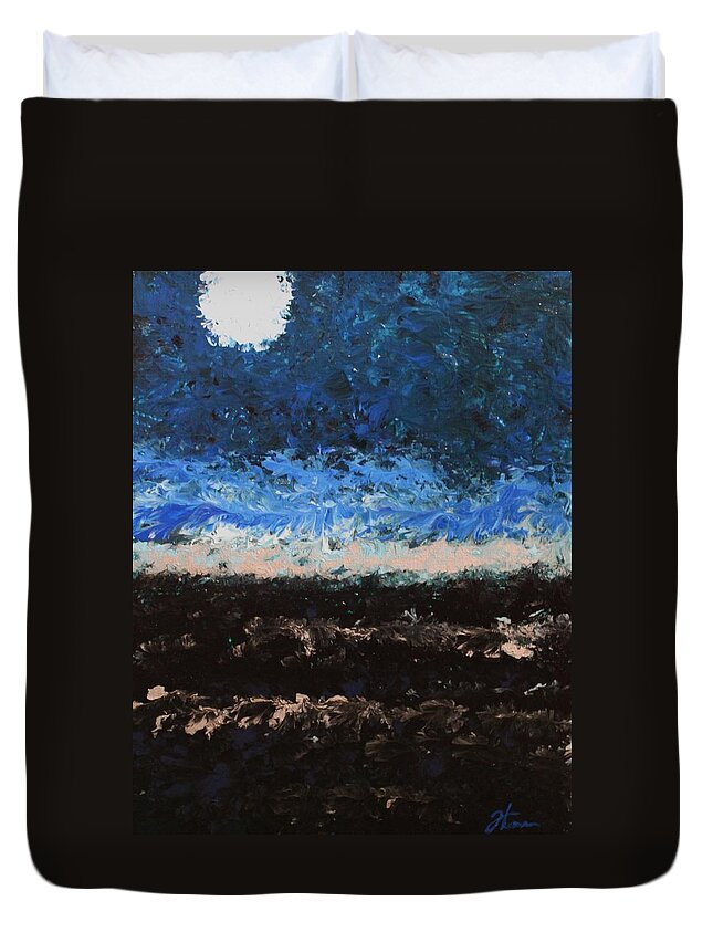 Moonlight Duvet Cover featuring the painting Moonlit Walk by Todd Hoover